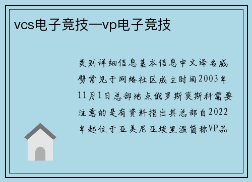 vcs电子竞技—vp电子竞技