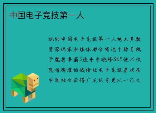 中国电子竞技第一人